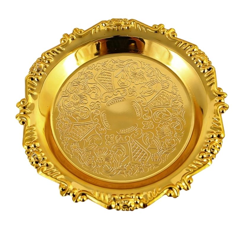 Artistic Iron Serving Tray Produced as Cake Stand or Fruit Dish with Retro Floral Pattern and Stable Base