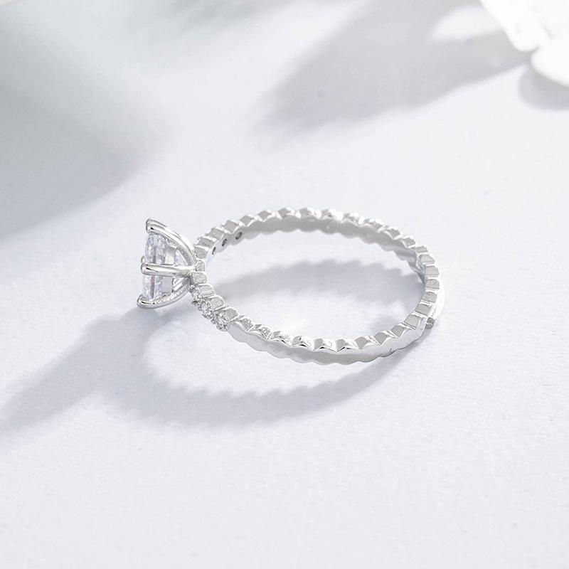 Mosan Diamond Finger Ring Female Six Claw Imitation Diamond I Honeycomb Couple Finger Ring Open Bridal Wedding Occasion Rings RingTrendy Rings