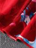 Girls' Red Patchwork Two-Piece Set: Bow Cardigan & Dress