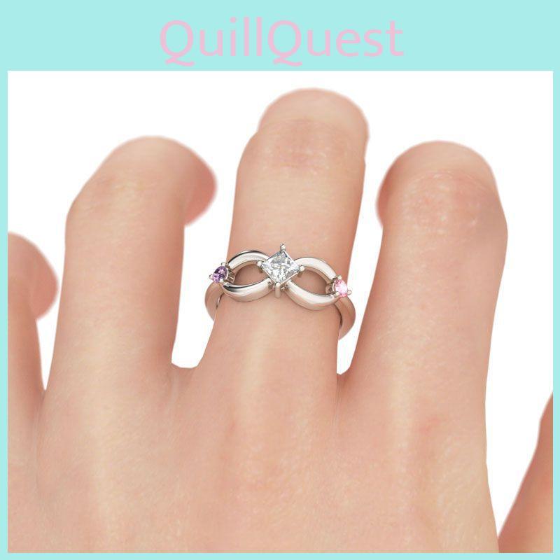 Bague Élégante Mode Plaqué Argent Avec Strass Alliage Design Infini