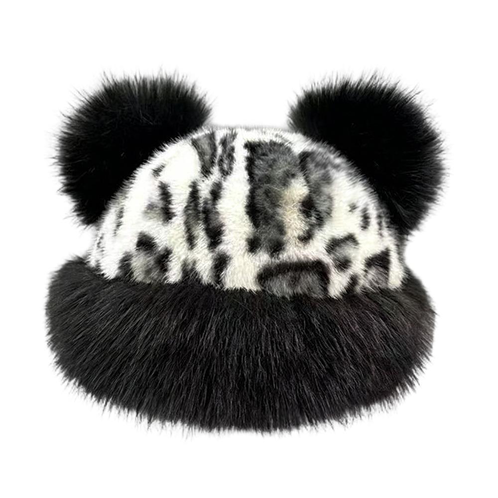 Leopard Print Lovely Women s Cap With Ear Women s Winter Hat New Imitation Fur Fisherman Hat 6