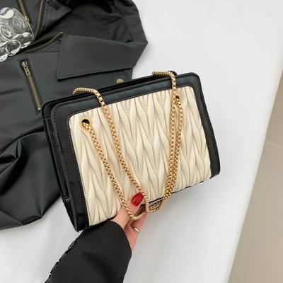 Pure Color Fashion Female Large Capacity Casual Inclined Cross Shoulder Bag Ladies Wrinkles Shoulder Bag