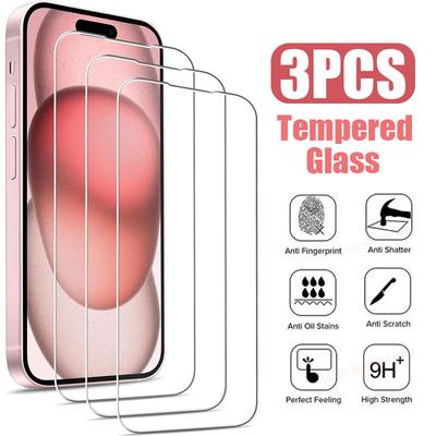 3pcs Tempered Glass For iPhone 16 14 13 12 11 15 Pro Max Mini Screen Protector For Iphone 15 Plus X XR XS Max Protective Glass