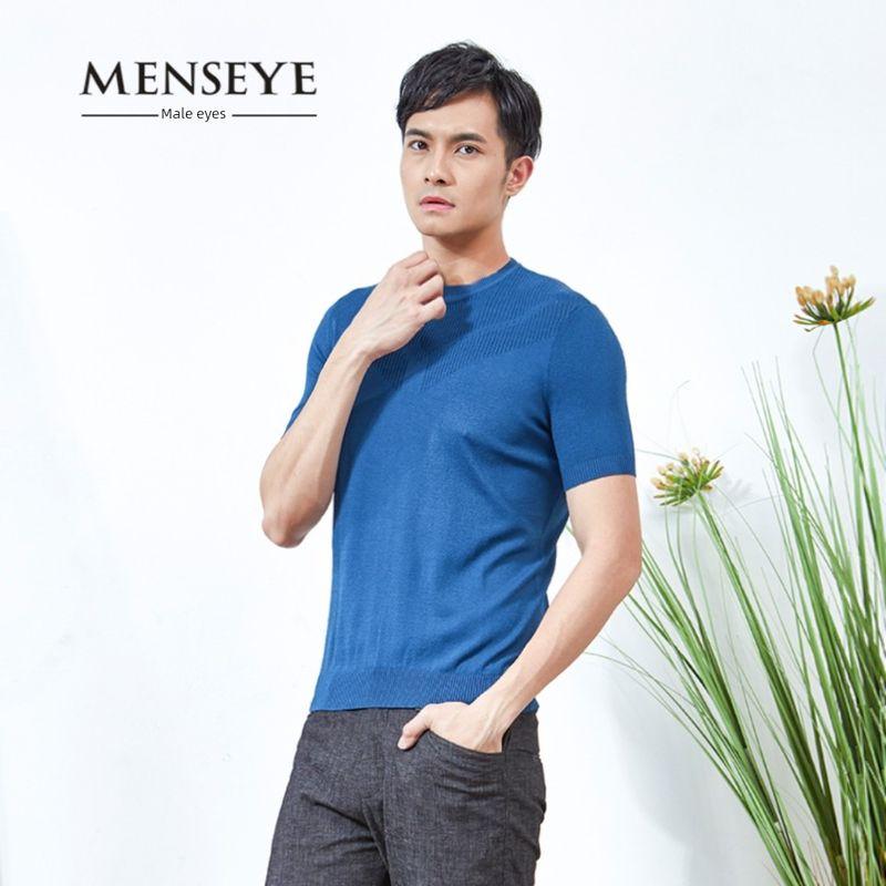 Menseye Crew Neck Casual Handsome Short Sleeve Cotton Knitwear