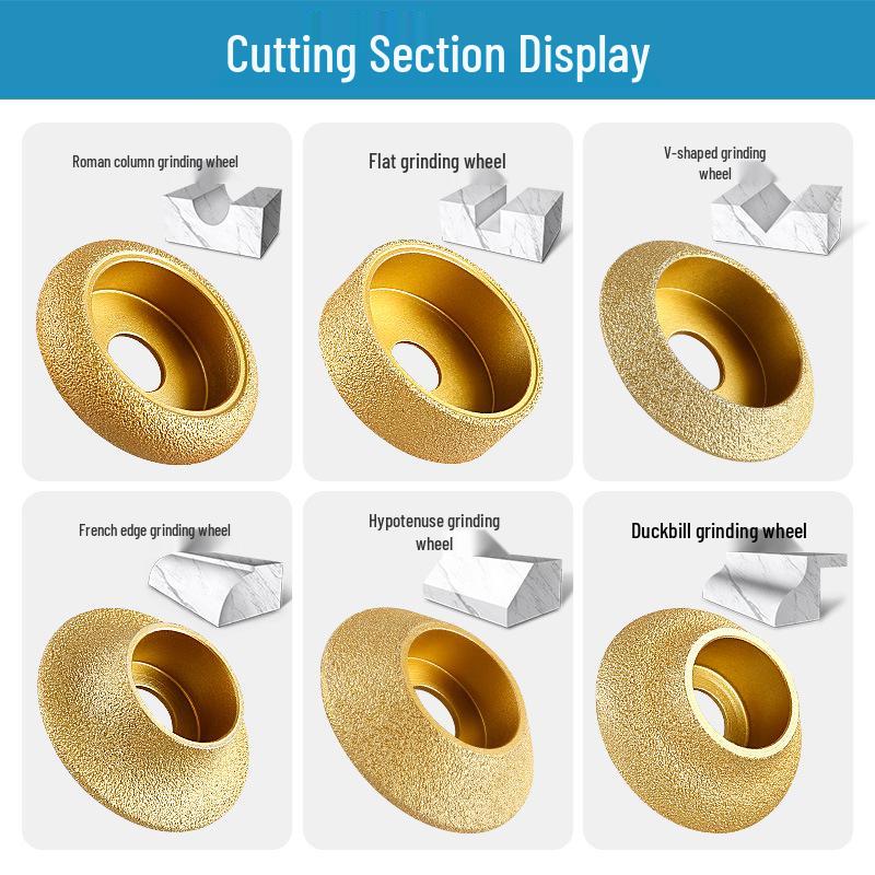Stone Grinding Wheel for Marble & Granite: Chamfering, Grooving, Rounding, Arc Angle Grinder Head