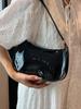 Korean Style Retro Patent Leather Underarm Bag - Women's Fashionable Small Shoulder Square Bag