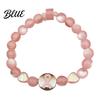 Charity Event Gift for Her Breast Cancer Awareness Bracelets Ribbon Charm Beads Meaningful Commemorative Bracelet Elastic Bracelet Encouragement