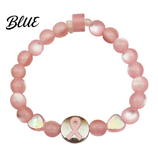Charity Event Gift for Her Breast Cancer Awareness Bracelets Ribbon Charm Beads Meaningful Commemorative Bracelet Elastic Bracelet Encouragement