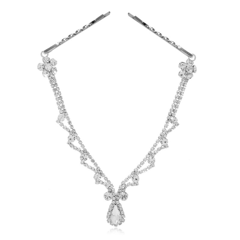 

Forehead Chain Jewelry Rhinestones for Head Chain Bridal Headband Chain for Women Wedding Boho Crystal Headpiece срібний