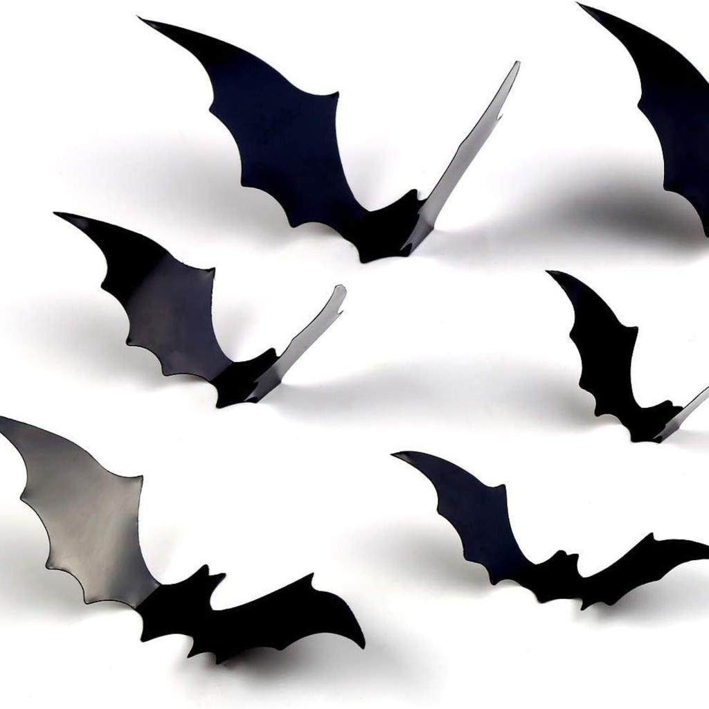 48Pcs Halloween Decorations Indoor 3D Bats Wall Stickers 4 Size For Home Decor, Extra Large Black Scary Bats Window Door Porch Dec