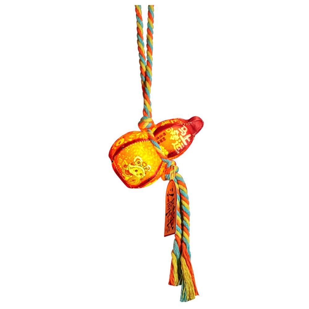 Year of The Horse Chinese Style Lantern with Tassel Blessing Words Luminous Gourd Lantern Handmade Printed