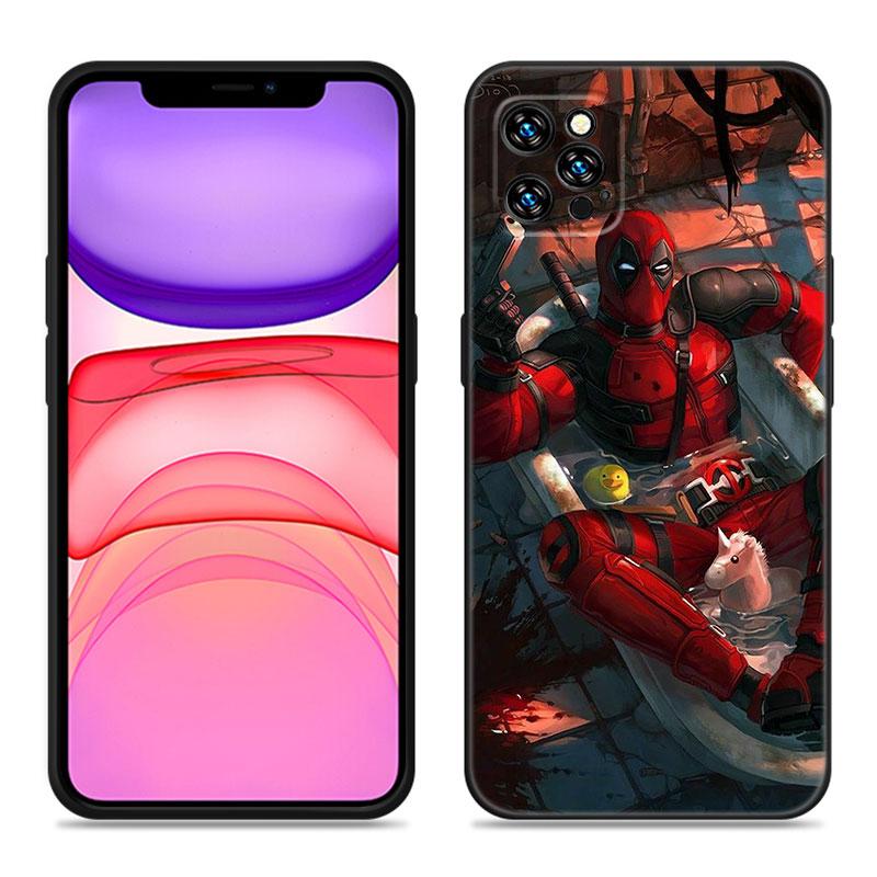 Cool Deadpool Phone Case For Apple iPhone 12 13 Mini 11 14 15 Pro Max 7 8 Plus X XR XS SE 2020 2022 Black Silicone Case