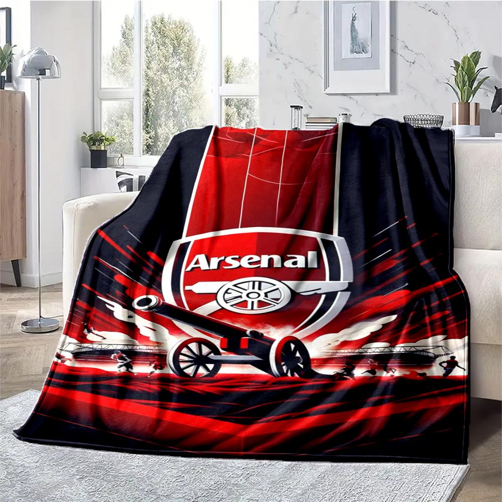 Coperta stampata a tema Arsenal Football Club - Perfetta per divano, letto, viaggi e uso all'aperto | Lavabile in lavatrice, accogliente e resistente.