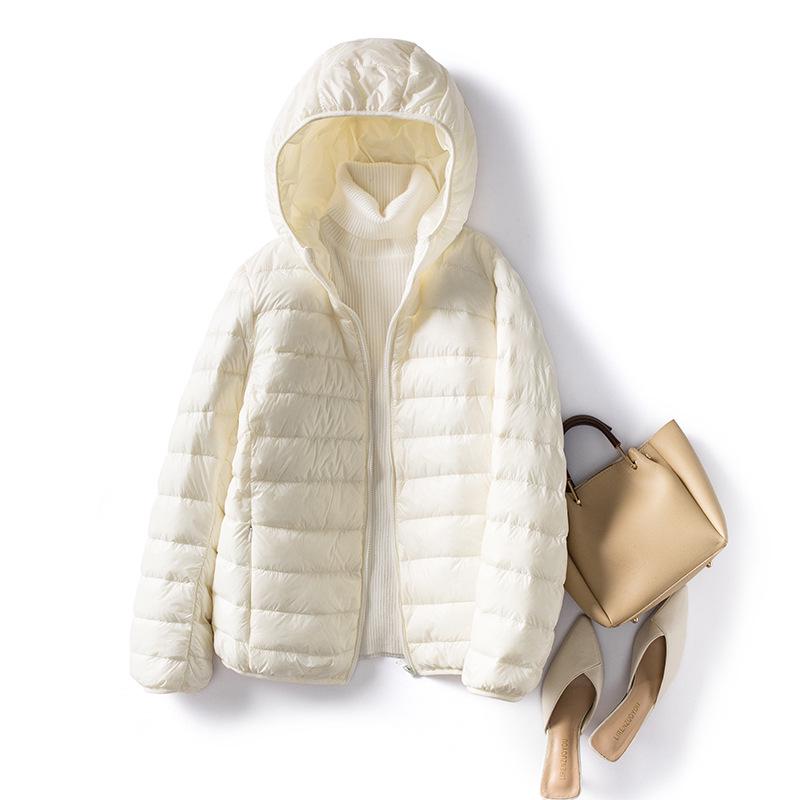 2026 Autumn/Winter Women's Plus Size Korean Slim Fit Lightweight Down Hooded Jacket