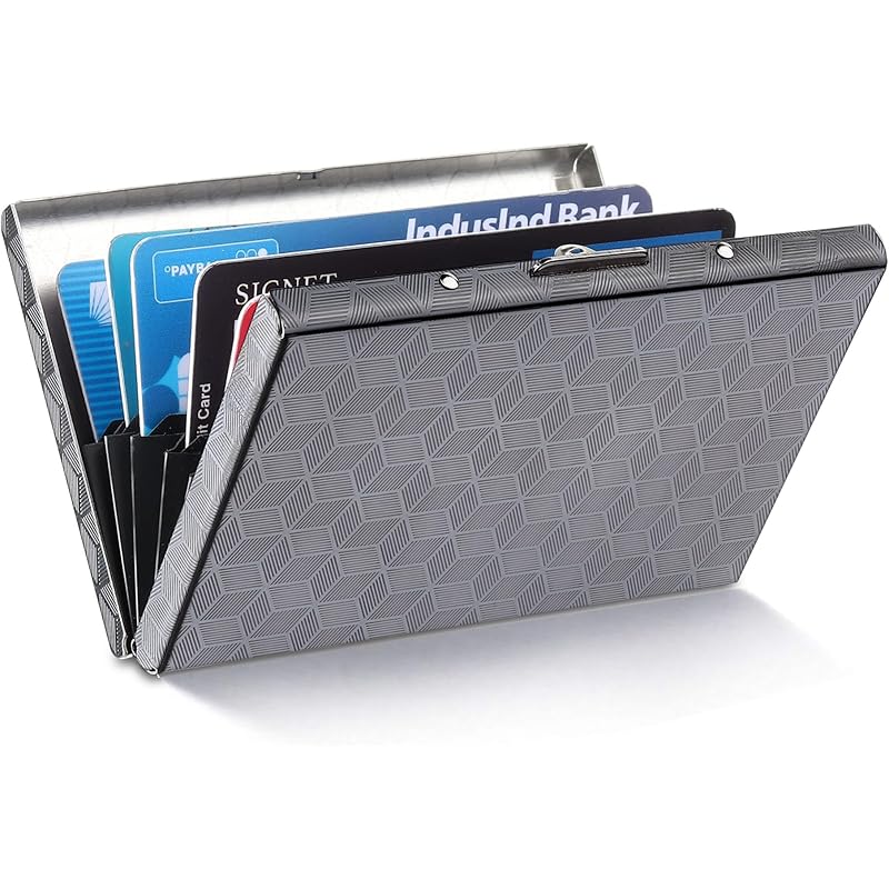 Stealodeal Illusion Black Stainless Steel Front Credit/Debit Rfid Blocking 6 Card Holder