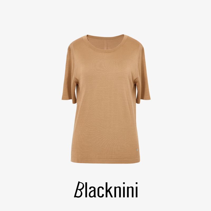 Blacknini Yin Huafu/"LP Style" Italy Organza 100 Mulberry Silk Comfortable 0 Pressure Feeling Short Sleeve T-shirt