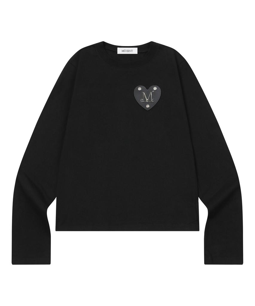 MUCENT Area Metal Logo Heart Patch Long Sleeve Tee (2 Colors)