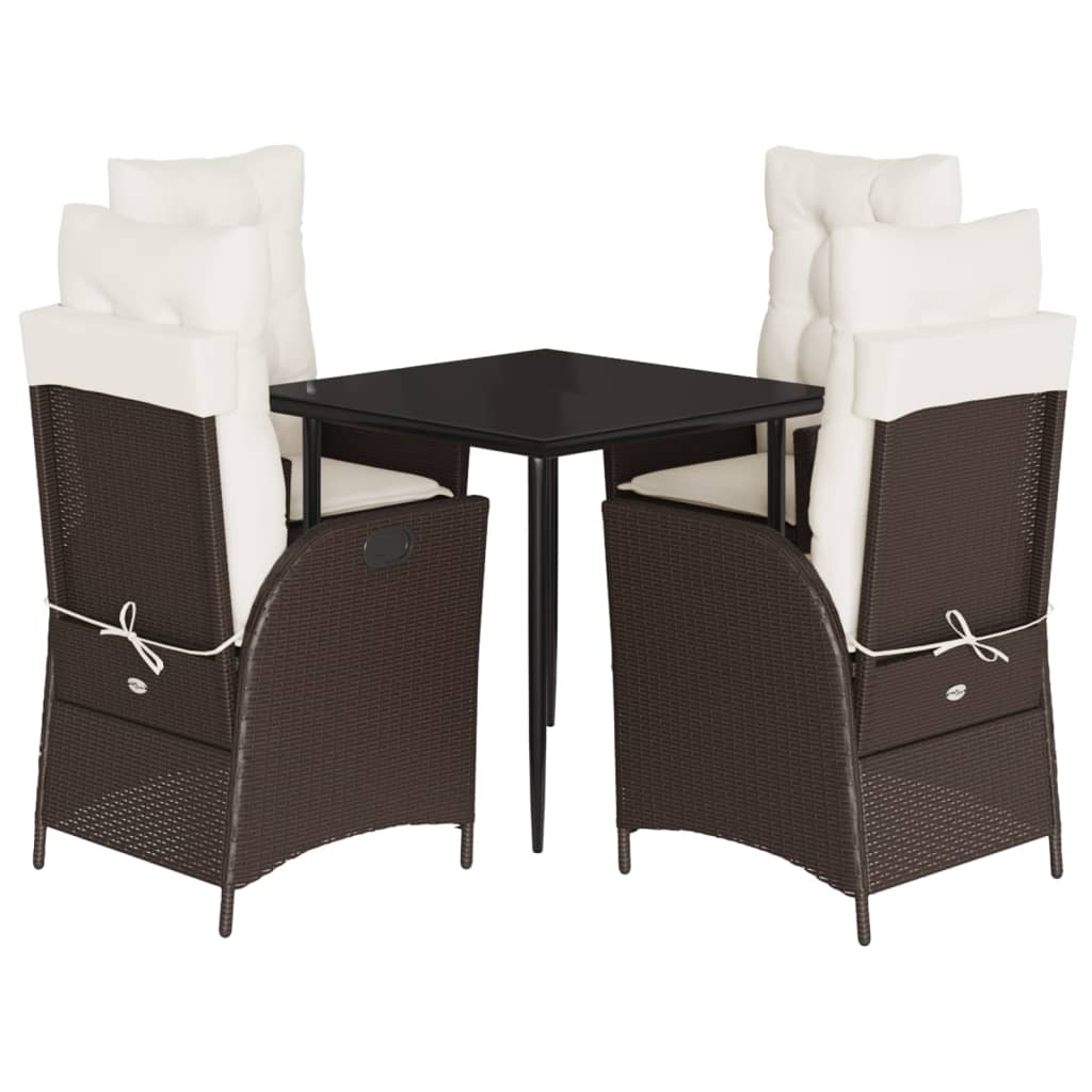 Vidaxl 5-Cz. Garden Furniture Set With Cushions, Brown, Poly Rattan