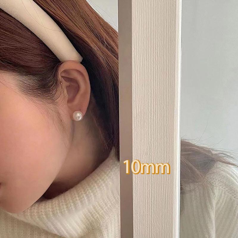 Real steamed bread bead ear clips, no ear piercings, high-end simple temperament, natural freshwater pearls, painless mosquito coil disc earrings