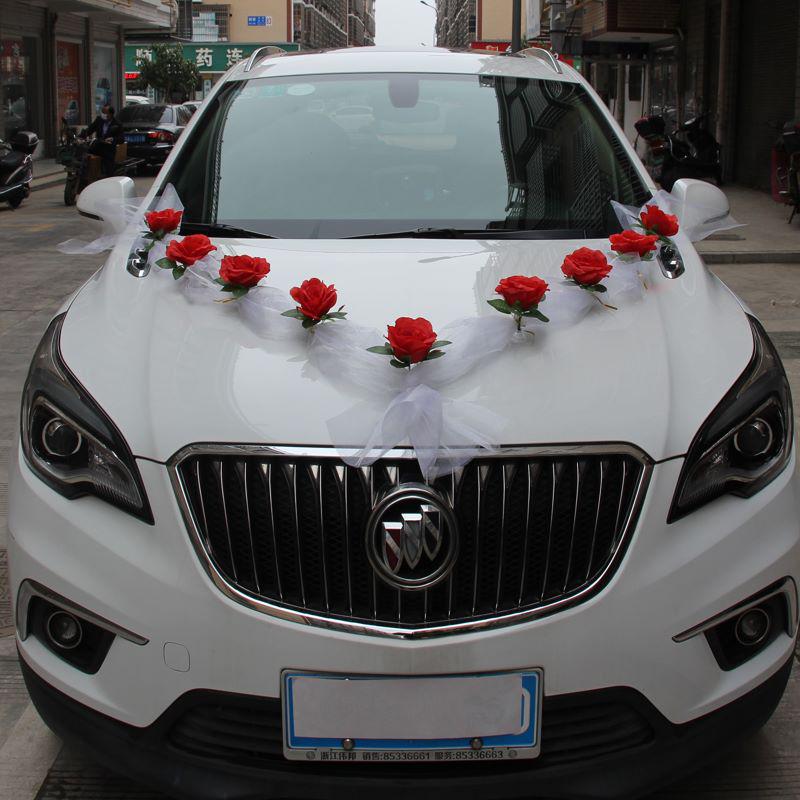 Svatební auto Květinová dekorace na kapotu - Kreativní Doprovodné Svatební Auto Kompletní Sada