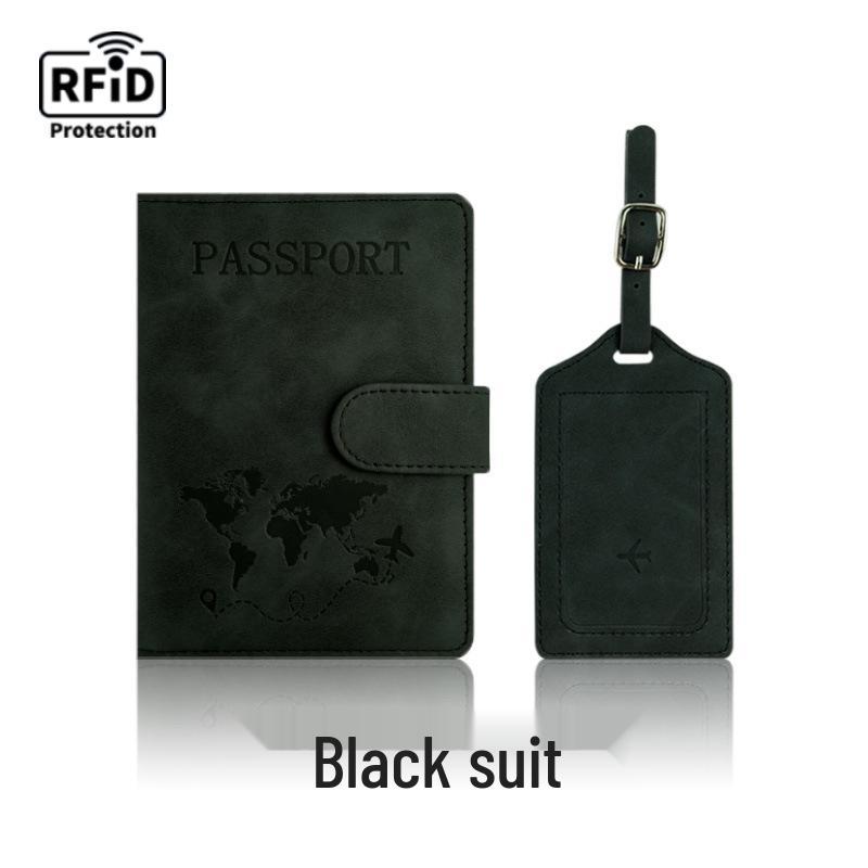 Farbwechselnder PU-Leder-Reiseausweishalter & Gepäckanhänger-Set mit RFID-Schutz