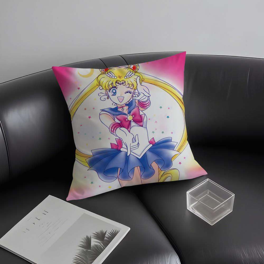 S-Sailor Moonn Anime Cushion Cover Pillowcase Ultra Soft Skin Friendly Fabric Cloud Like Comfort & Concealed Zipper