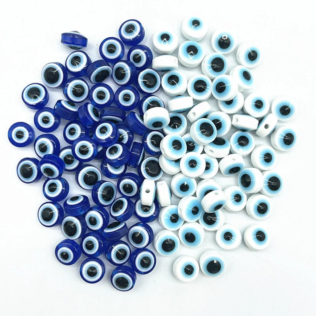 Z12 50pcs/lot 8mm Multicolored Charm Evil Eye Resin Spacer Bead Jewelry Making DIY Handmade Earring Bracelet Trend Accessories