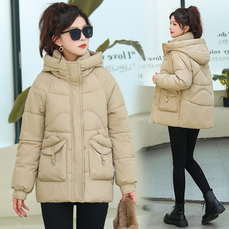 Long down cotton-padded clothes, female student bread clothes, loose and thickened cotton-padded clothes, leave-in women's cotton-padded jackets.