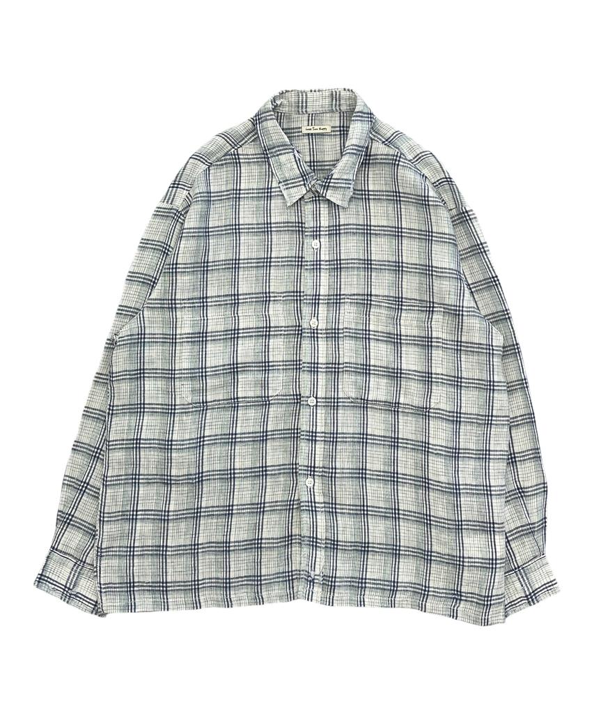 LOSTTOWNSUPPLY Distressed Check Shirt White