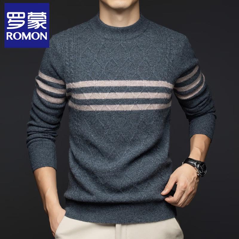 Romon Men s 100% Lamb Wool Round Neck Sweater 2XL