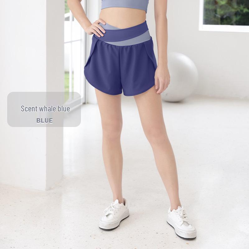 Women's Color Block Two-Piece Yoga Shorts - Nude Feel, Anti-Exposure, Quick-Dry Running Fitness Shorts