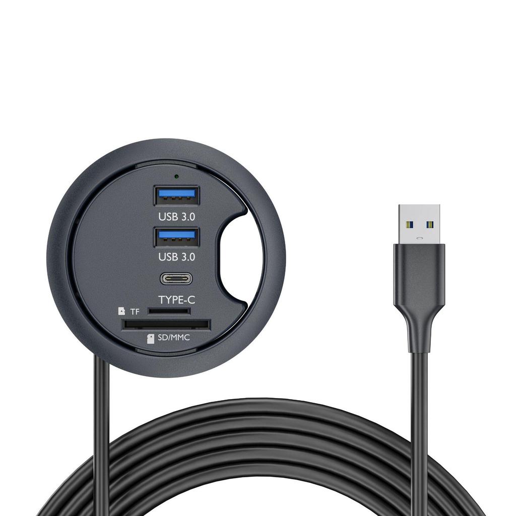 USB 3.0 Desk Hub with SD/TF Card Reader for Office Desktop