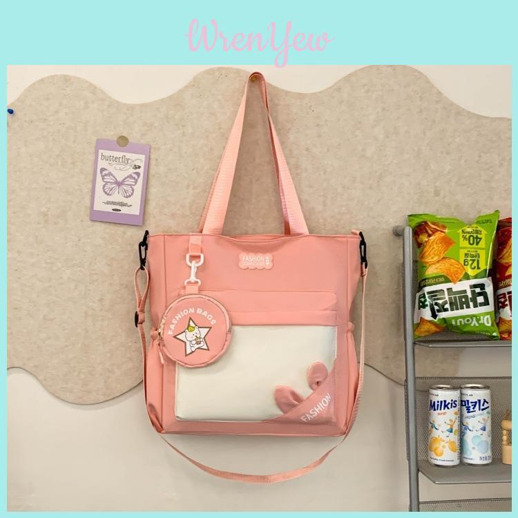 Simple Letter Rabbit Ear Design Large Capacity Shoulder Bag With Coin Purse For Daily Use