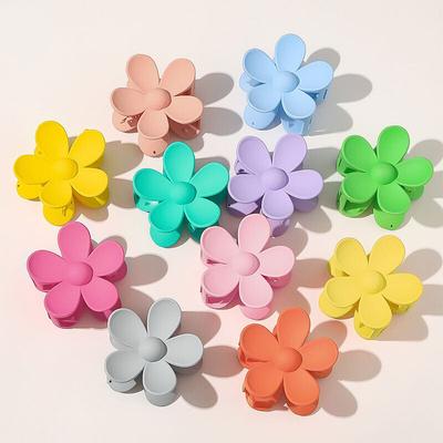 2 stücke Frauen Niedliche Große Blume Haar Klaue Geformt Clip Damen Mädchen Candy Farben Haarspangen ~