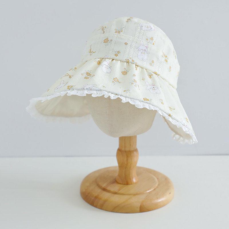 Girls' Summer Sunshade Hat - Lace Princess Style, Large Brim, Breathable & Lightweight