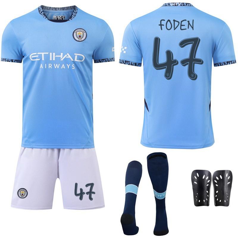 2425 Manchester City's Home Jersey Football Uniform Champions League Font No. 9 Harland 17 De Braunet New