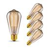 Bravelight Edison Bulbs, 40W, E26 Base, ST64, Pack of 4, Dimmable, Indirect Lighting, Vintage Edison Lamp, Tungsten Filament Bulb, Ambient,
