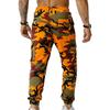 Men Sweatpants Camouflage Drawstring Elastic Waist Multi Pockets Streetwear Loose Ankle Tied Cargo Pants for Training Running Fitness