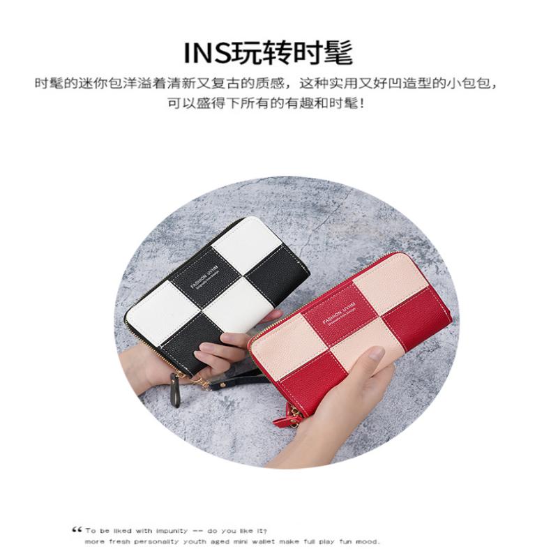Korean Style Single Zipper Women'S Extra Large Capacity Long Wallet, Patchwork Coin Purse, Phone Bag, Fashionable And Versatile