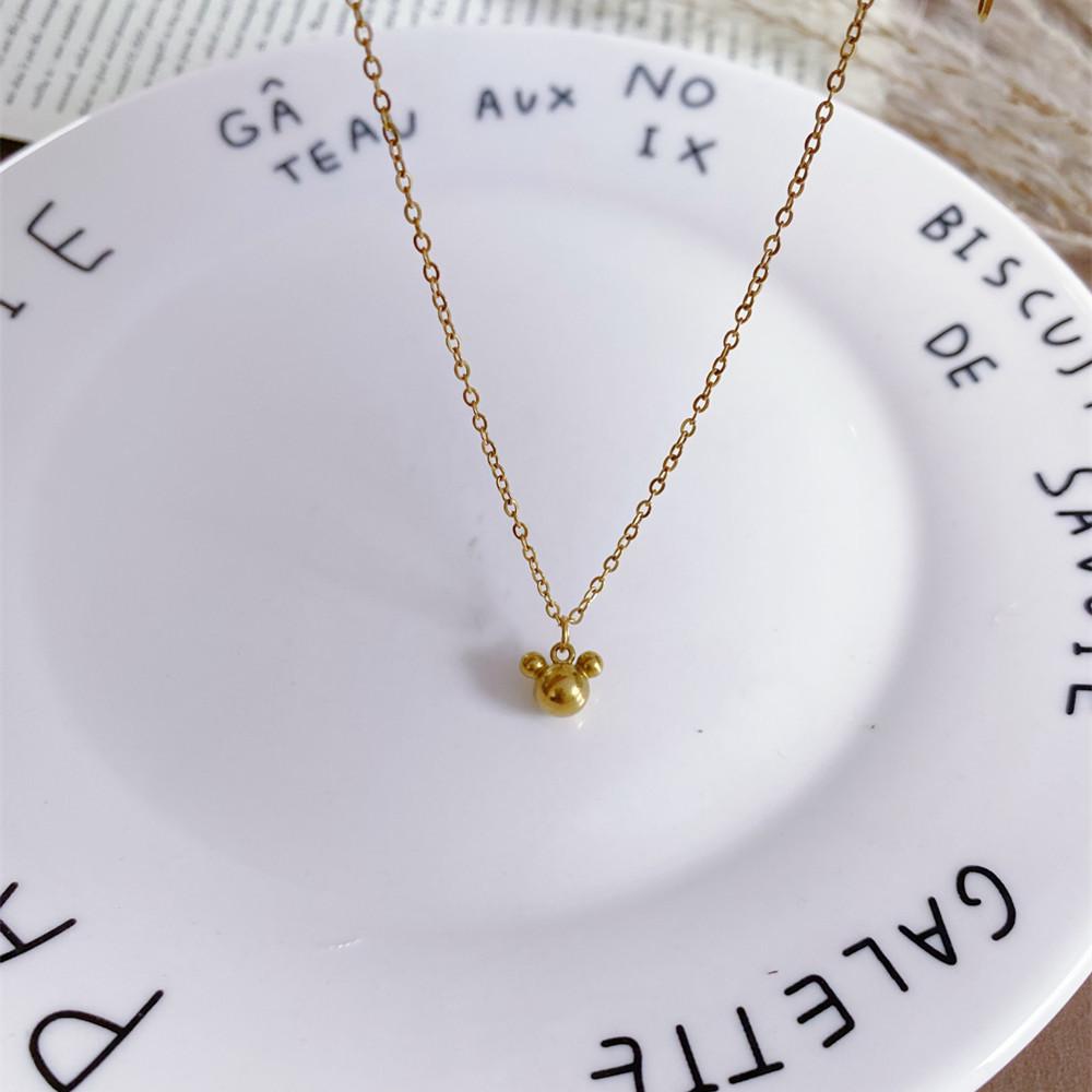 

Cute Mini Mickey Mouse Gold-Plated Stainless Steel Pendant Necklace for Women золотой
