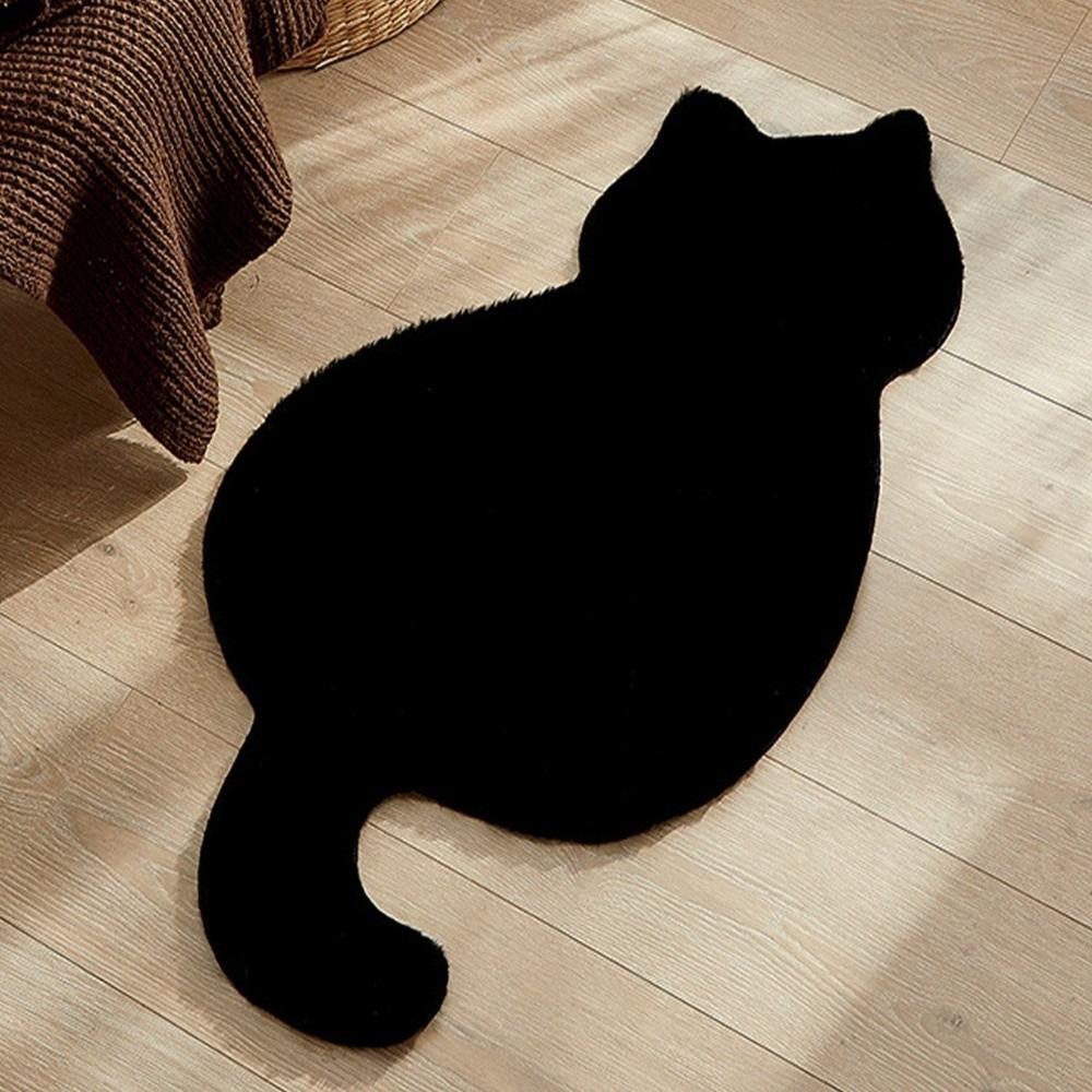 Cartoon Faux Rabbit Fur Rug Solid Color Floor Mat Cute Fluffy Carpet  Bedside чёрный