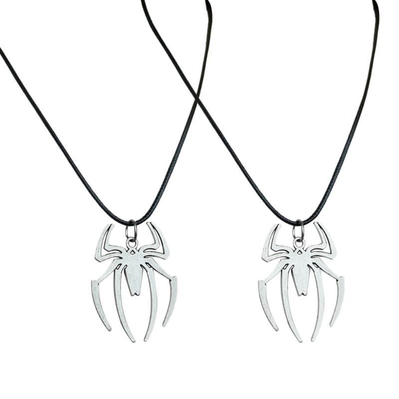 Men Spiders Necklace Edgy Neckchain Fashionable Pendant Neackwear PU Rope Charm Clavicle Chain Fashion Jewelry Gift