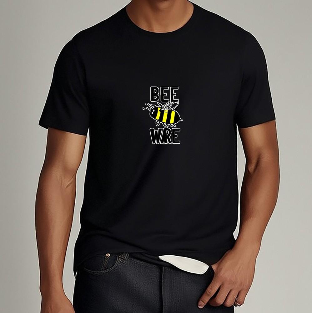 Bee Ware Cartoon T-Shirt Cute Yellow Bee Graphic Tee Unisex Women Men Shirt Unisex T-Shirt XXL