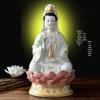 Guanyin Bodhisattva Ceramic Lotus Statue - Chinese Style Home Ornament