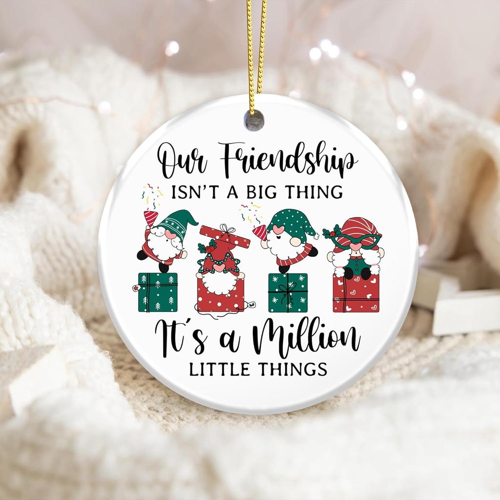 Friendship Ornament 2025 – Funny Best Friend Ornament, Gnome Gift Exchange – Our Friendship Isn’t a Big Thing, It’s a Million Little Things