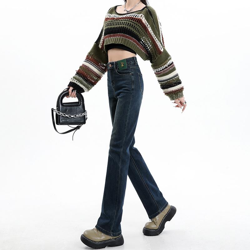 Narrow Version Straight Jeans Women's Spring High Waist Thin Pipe Pants Women's Spring Straight Pants Women's Spring Small