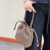 Niche Temperament Woven Bag Fashionable and Elegant High-end Handbag Drawstring Handwoven Bag Genuine Leather Retro Women's Bag