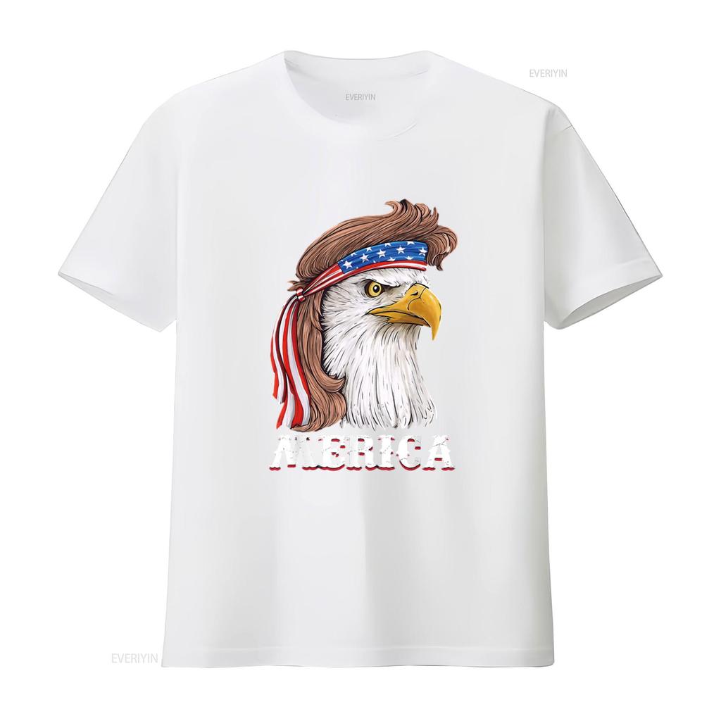 Eagle Mullet 4th Of July USA American Flag Merica T Shirt vintage Washed Unisex Top For Everyday Wear streetwear Slightly