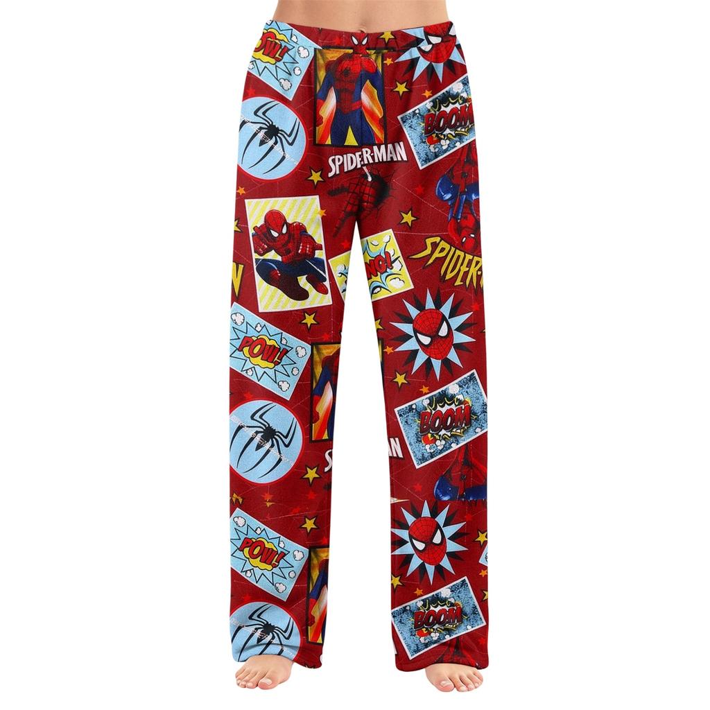 Women's Winter Flannel Pajama Pants Straight Leg Sleepwear with Printed Design
