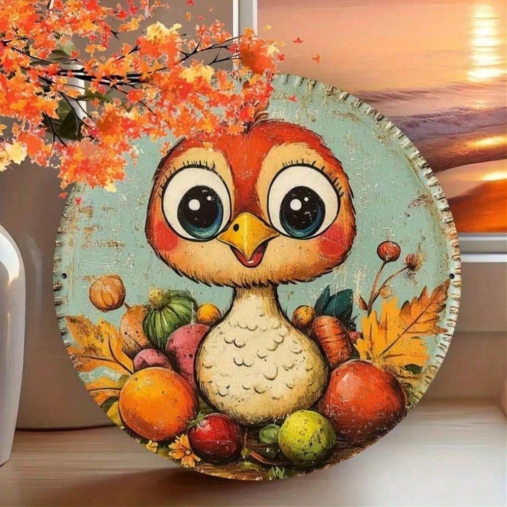 

Tin Sign Wall Art, Round Turkey Metal Poster, Bar Cafe Gift